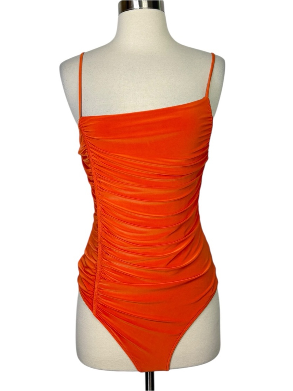 21 Saints  Ruched Orange Bodysuit, large